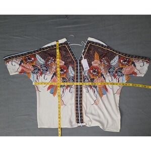 Rose + Olive Floral Peacock Dolman / Kimono Sleeve Top Blouse size 1X NWT